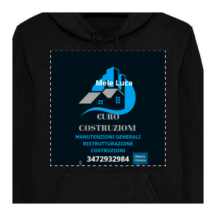 Felpa in French Terry Con Cappuccio e Tascone Personalizzabile F/R