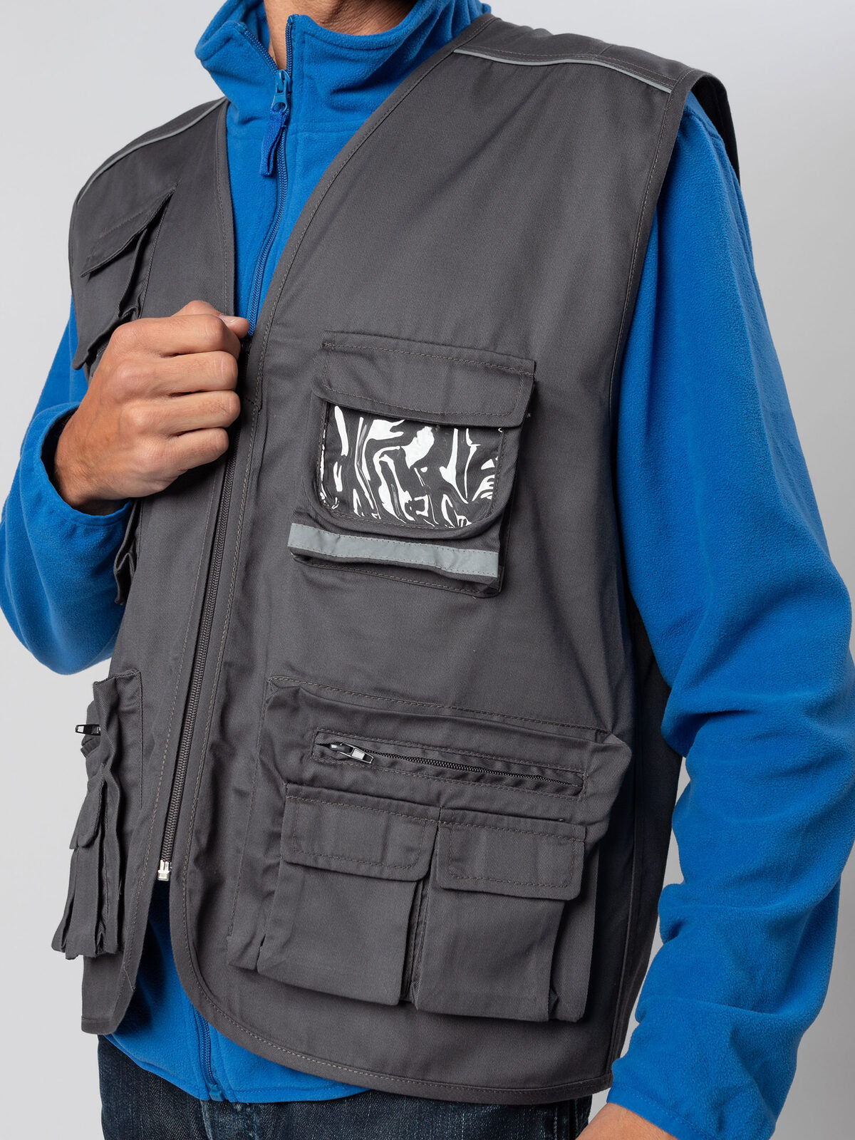 GILET MULTITASCHE UNISEX DA LAVORO CON INSERTI RIFLETTENTI – STEEL | BS