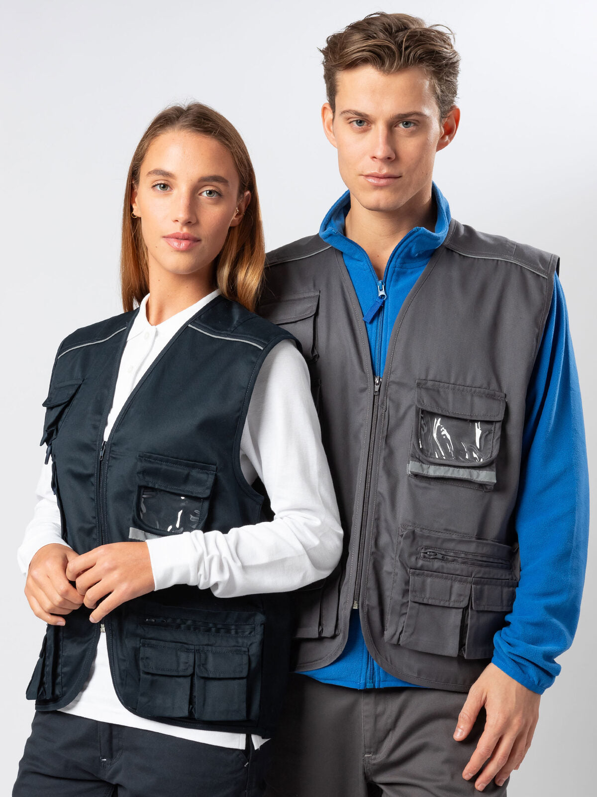 GILET MULTITASCHE UNISEX DA LAVORO CON INSERTI RIFLETTENTI – STEEL | BS