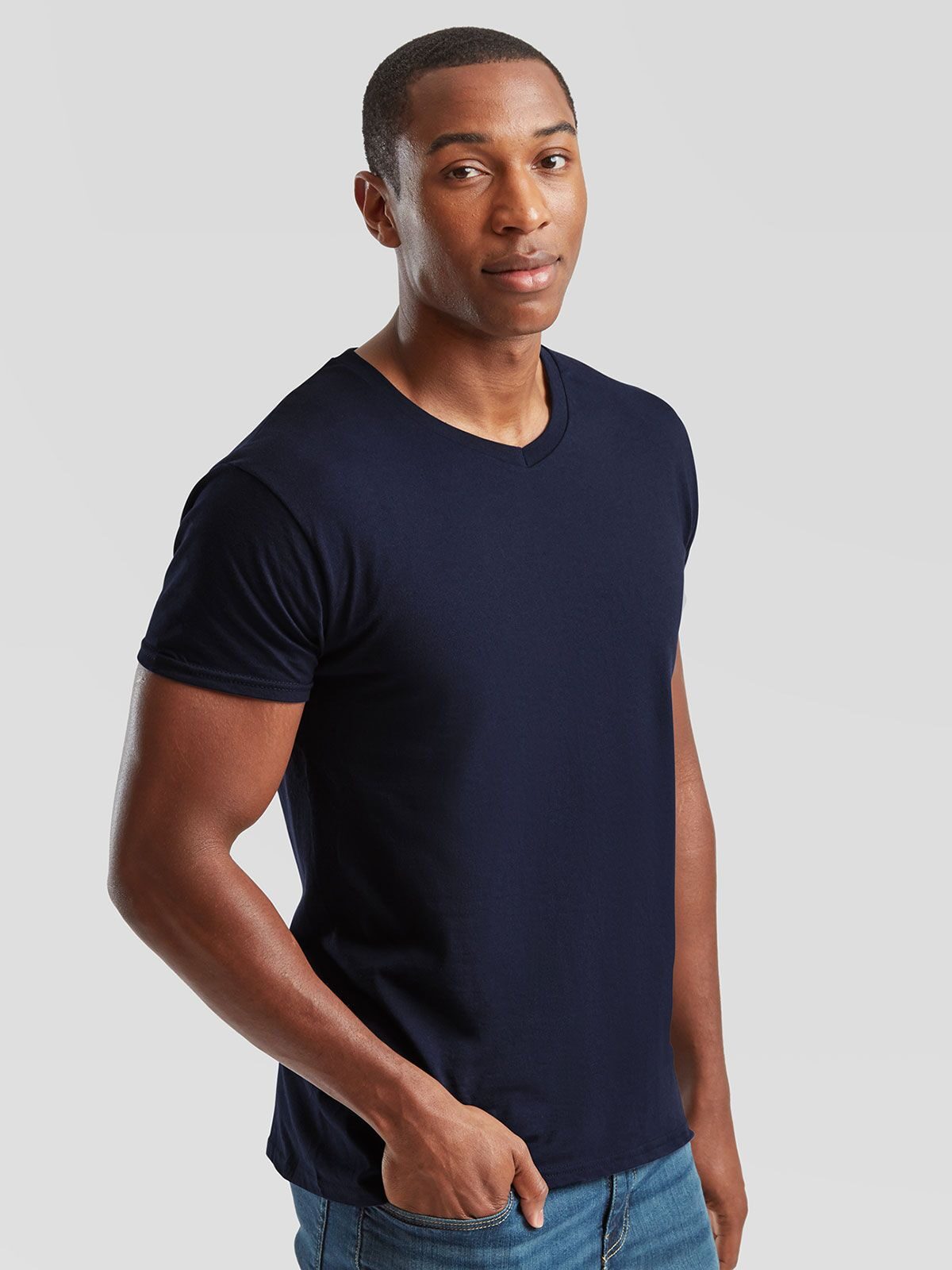 T-SHIRT ICONIC 150 V-NECK T - FRUIT OF THE LOOM laterale