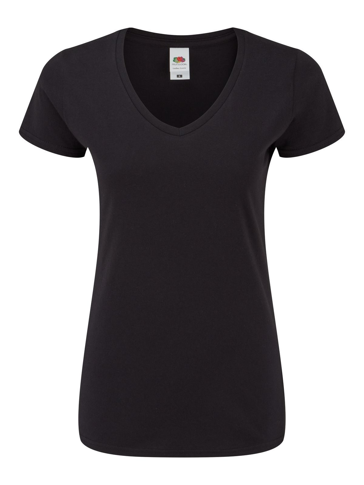 T-SHIRT LADIES ICONIC 150 V-NECK T - FRUIT OF THE LOOMNero