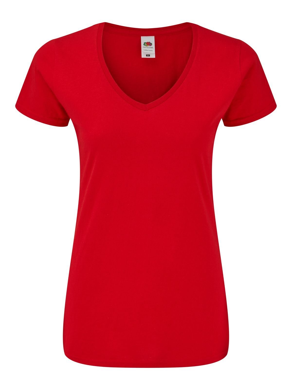 T-SHIRT LADIES ICONIC 150 V-NECK T - FRUIT OF THE LOOMRosso