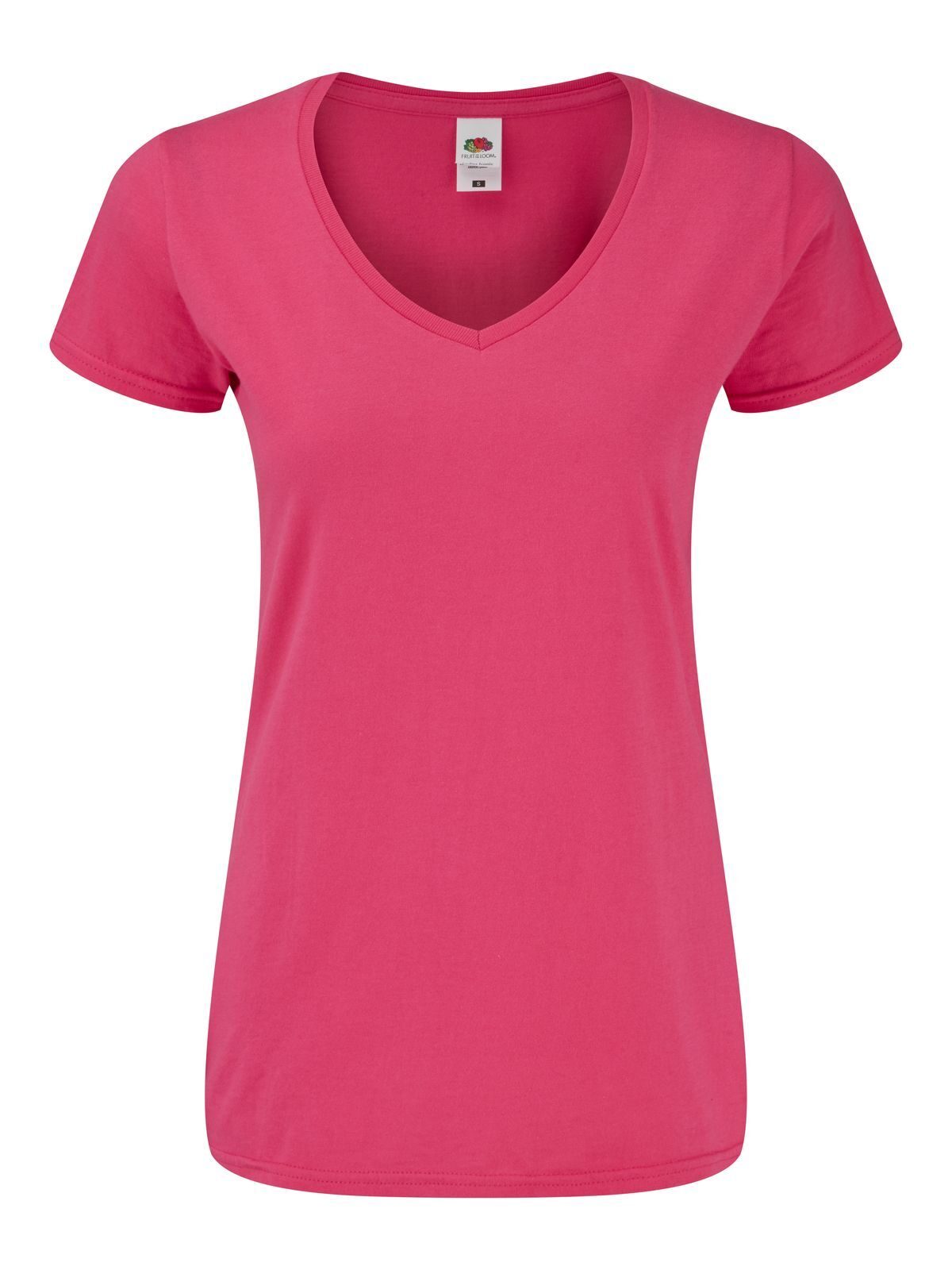 T-SHIRT LADIES ICONIC 150 V-NECK T - FRUIT OF THE LOOMFucsia