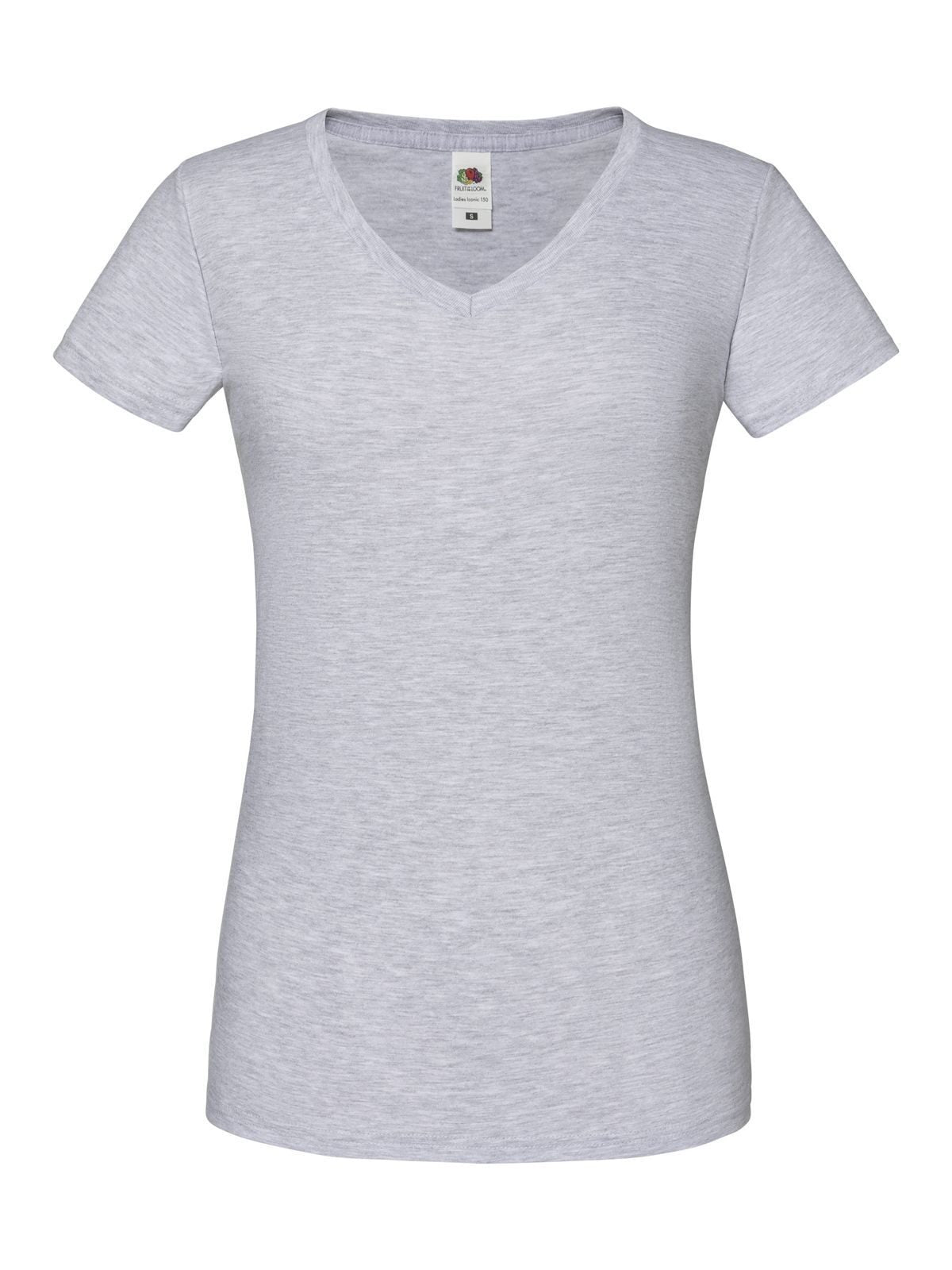 T-SHIRT LADIES ICONIC 150 V-NECK T - FRUIT OF THE LOOMGrigio Melange
