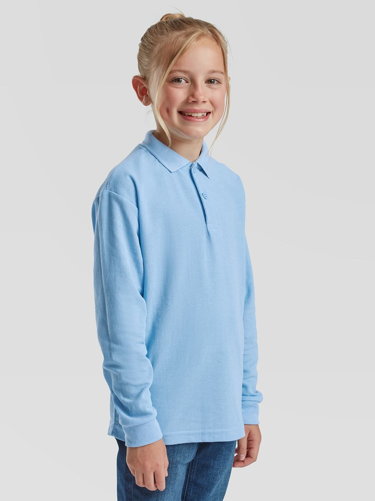 KIDS 65/35 LONG SLEEVE POLO - FRUIT OF THE LOOM laterale