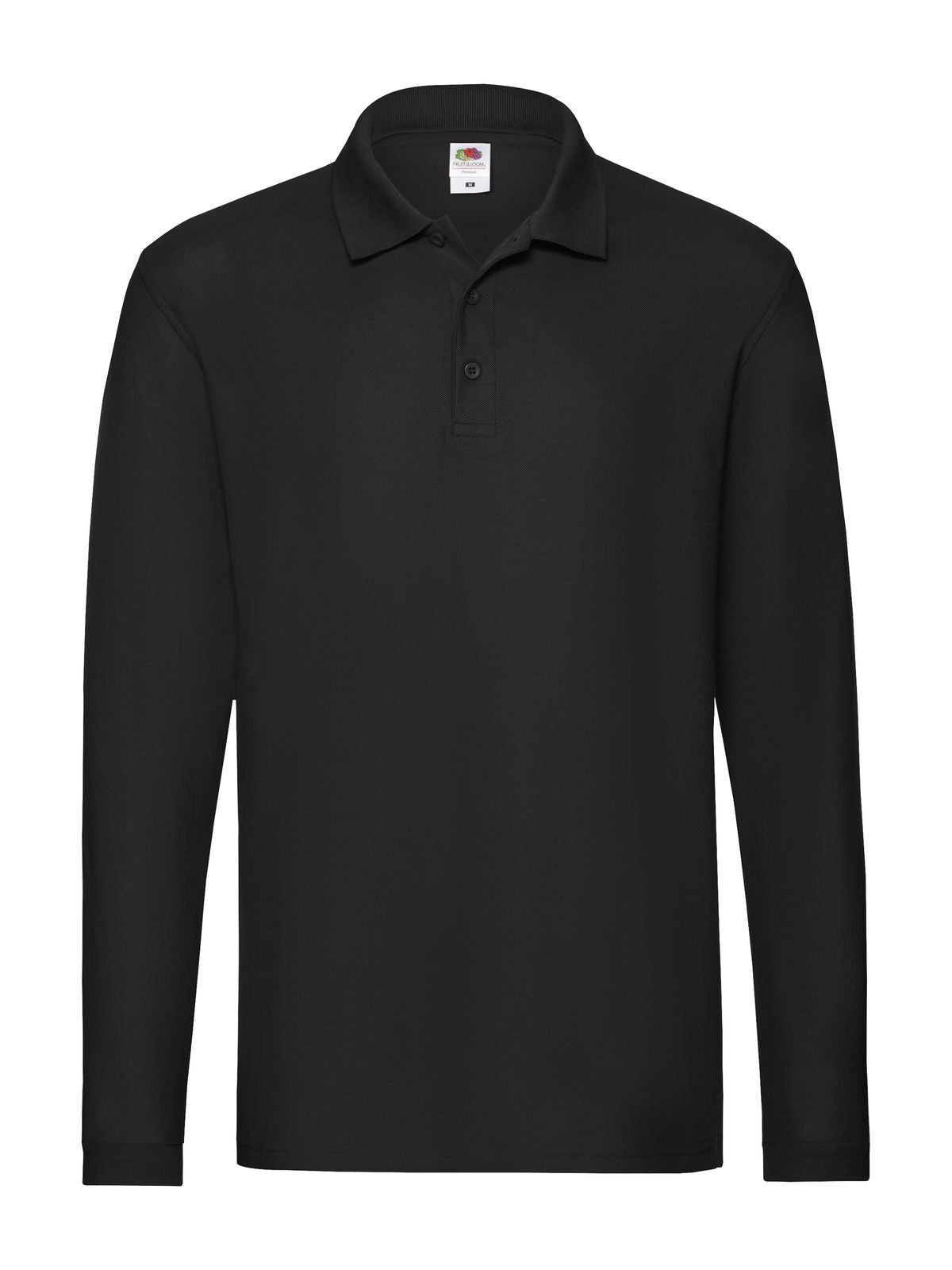 PREMIUM LONG SLEEVE POLO - FRUIT OF THE LOOMNero