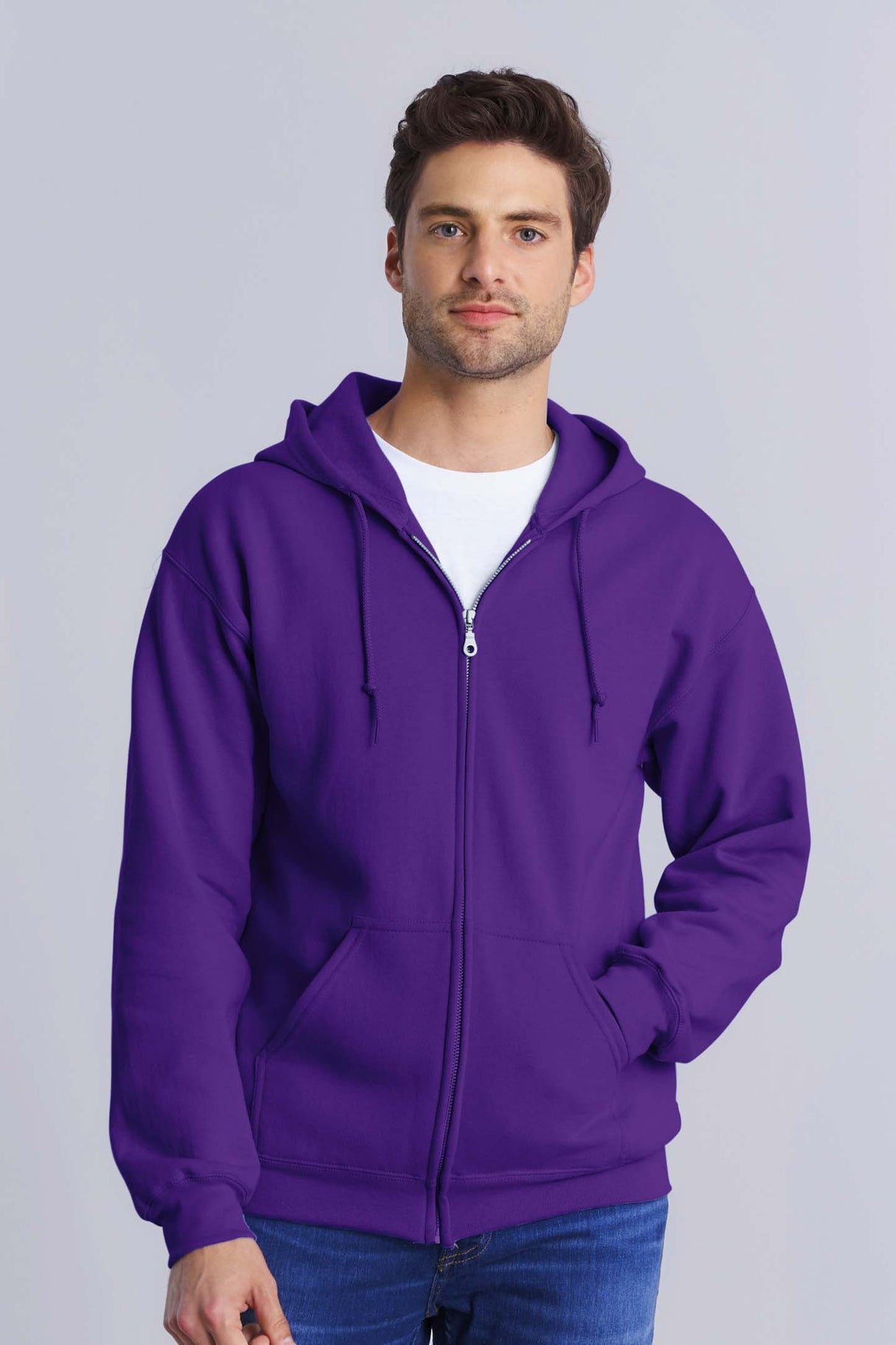 FELPA HEAVY BLEND CON CAPPUCCIO E ZIP IN COTONE E POLIESTERE - GILDAN