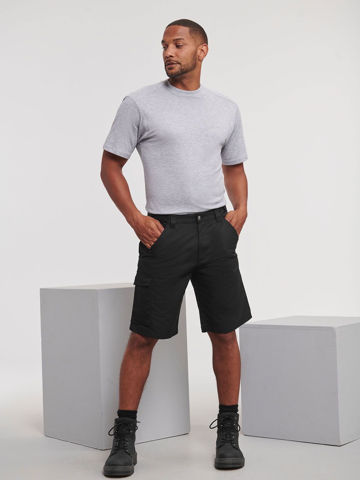 PANTALONCINI DA LAVORO TWILL POLIESTERE/COTONE - RUSSELL EUROPE laterale