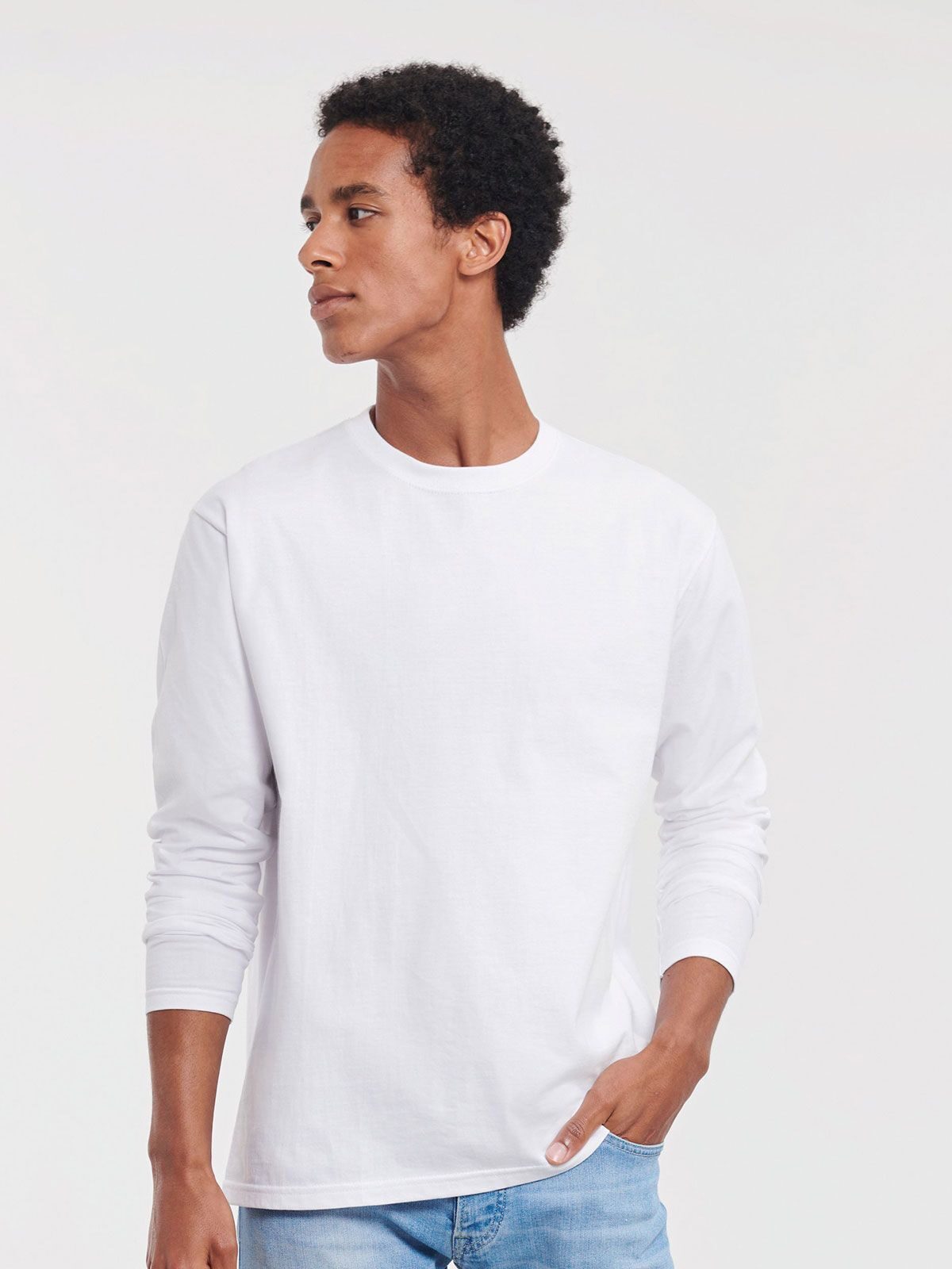 T-SHIRT AUTHENTIC CLASSICA MANICA LUNGA - RUSSELL EUROPE laterale