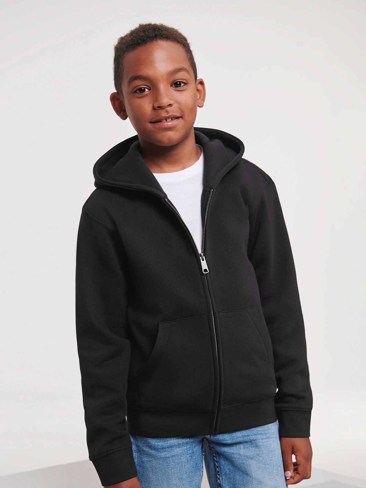 FELPA AUTHENTIC CON ZIP E CAPPUCCIO BAMBINI - RUSSELL EUROPE fronte