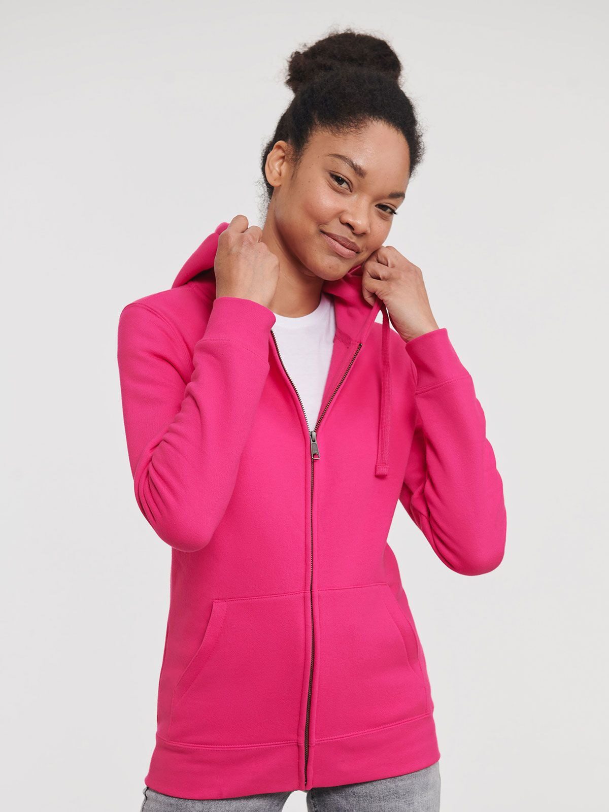 FELPA AUTHENTIC CON ZIP E CAPPUCCIO DONNA - RUSSELL EUROPE fronte