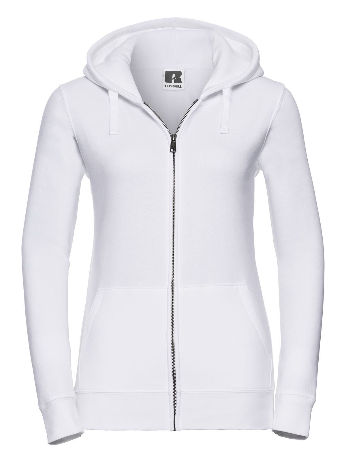 FELPA AUTHENTIC CON ZIP E CAPPUCCIO DONNA - RUSSELL EUROPEBianco