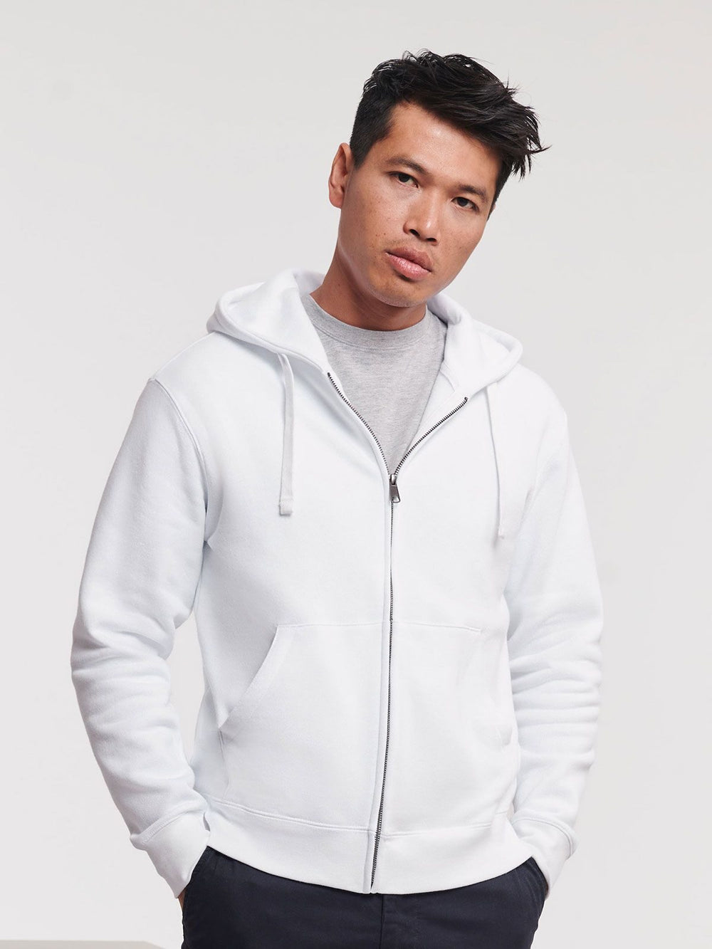 FELPA AUTHENTIC CON ZIP E CAPPUCCIO UOMO - RUSSELL EUROPE laterale