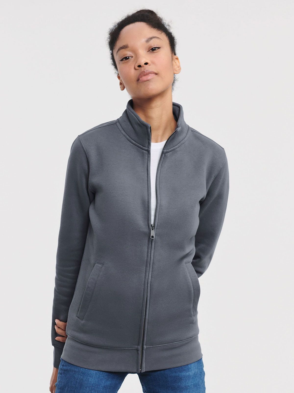 FELPA AUTHENTIC CON ZIP DONNA - RUSSELL EUROPE laterale