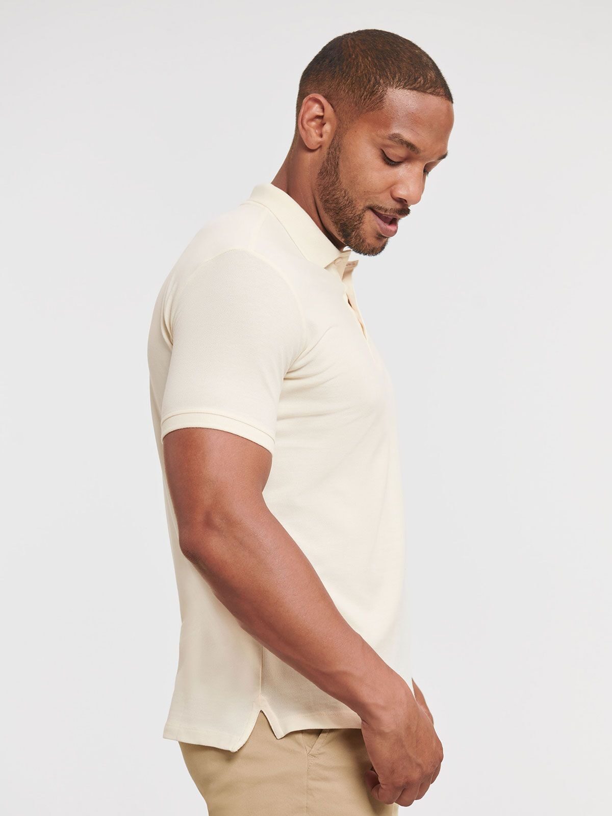 POLO PURE ORGANIC DA UOMO - RUSSELL EUROPE laterale