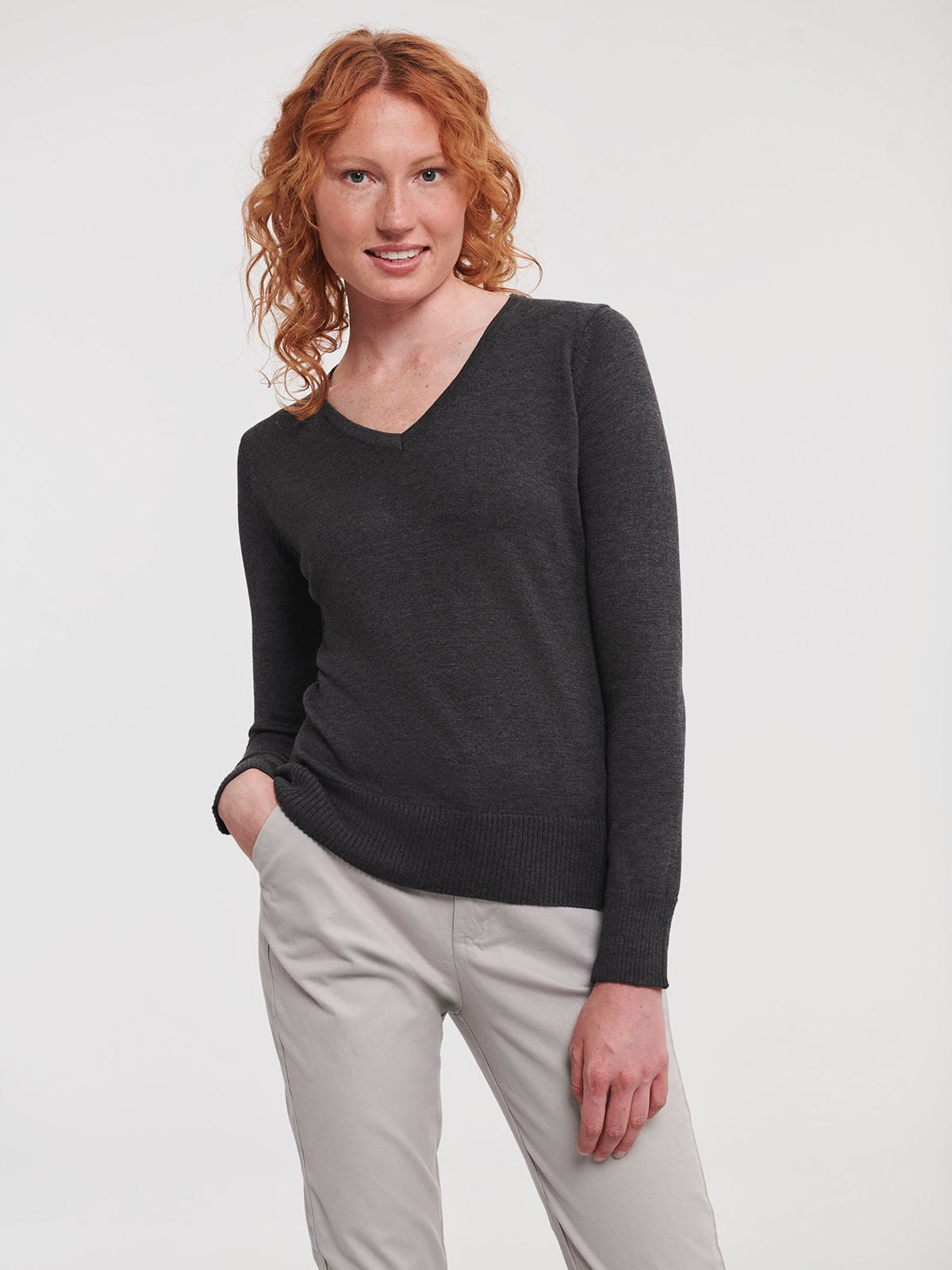 PULLOVER CON SCOLLO A V DONNA - RUSSELL EUROPE fronte