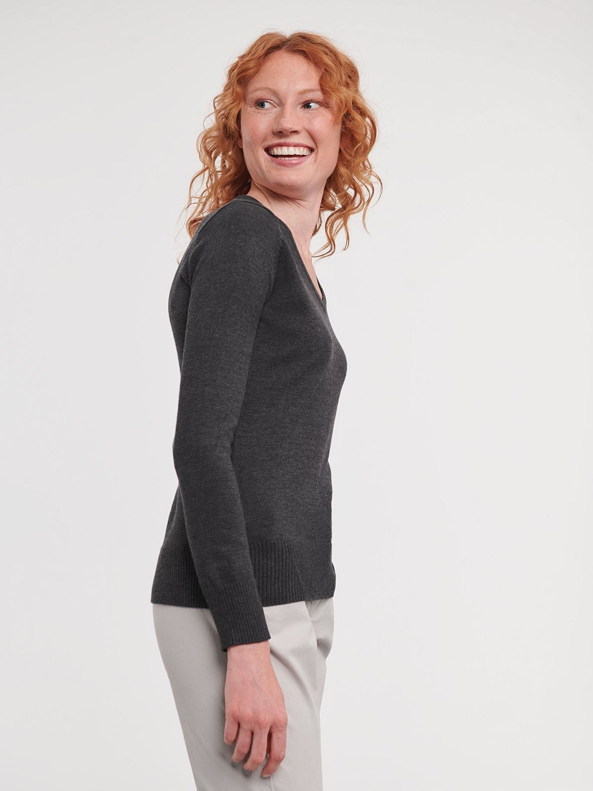 PULLOVER CON SCOLLO A V DONNA - RUSSELL EUROPE laterale