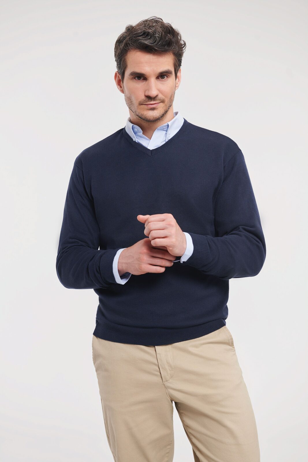 PULLOVER CON SCOLLO A V UOMO - RUSSELL EUROPE fronte