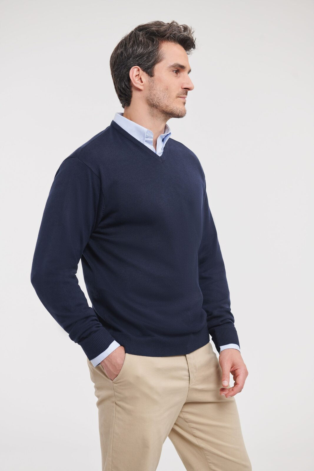 PULLOVER CON SCOLLO A V UOMO - RUSSELL EUROPE laterale