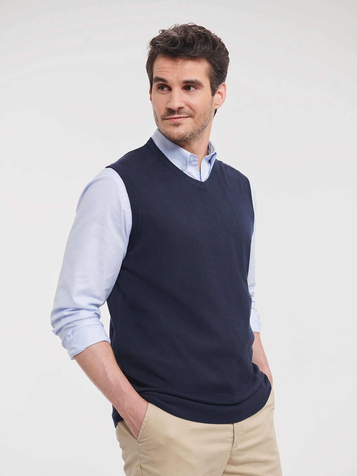 GILET CON SCOLLO A V - RUSSELL EUROPE laterale