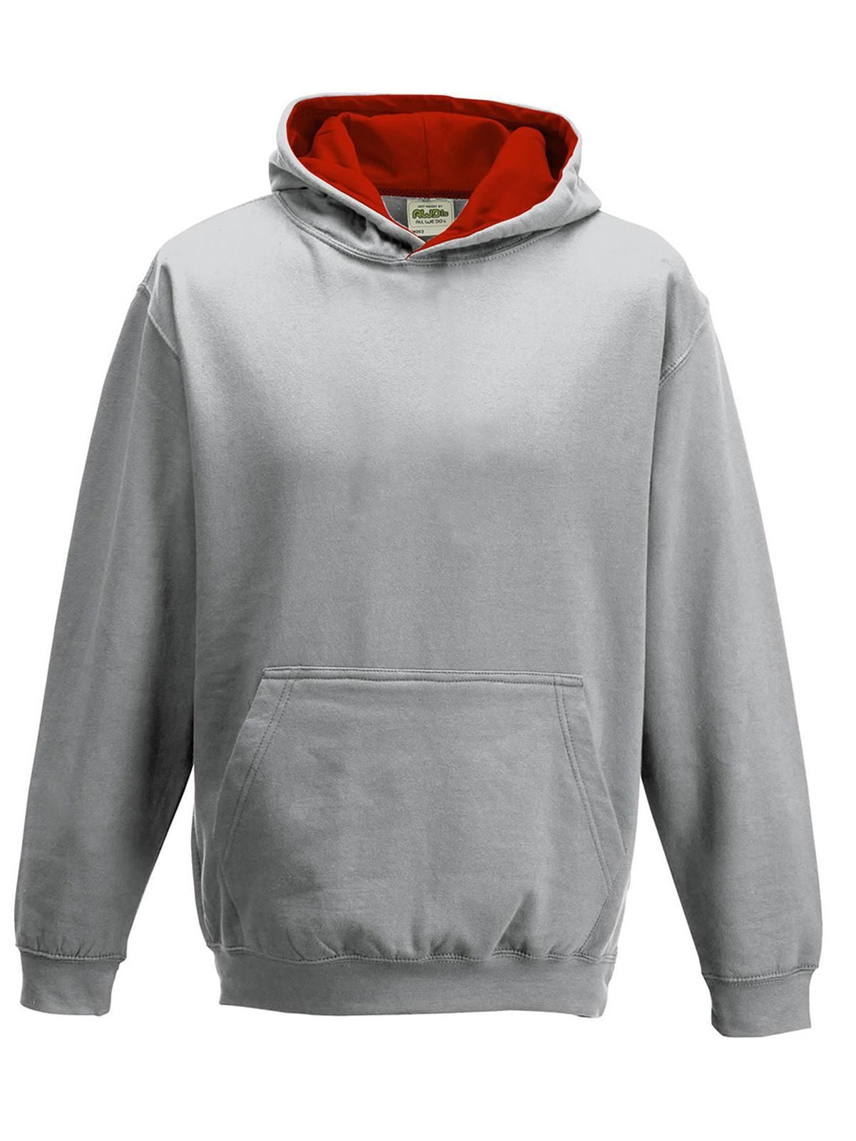 FELPA CON CAPPUCCIO KIDS VARSITY HOODIE - AWDIS JUST HOODSGrigio Melange-Rosso Fuoco