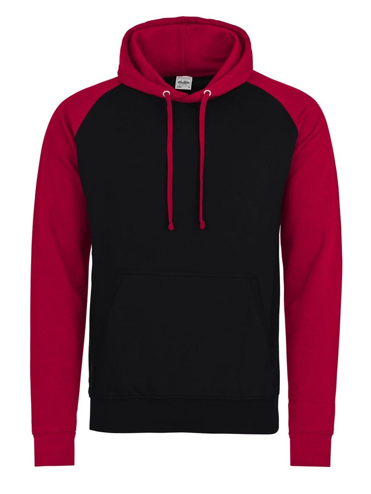 FELPA CON CAPPUCCIO BASEBALL HOODIE - AWDIS JUST HOODSNero Jet-Rosso Fuoco