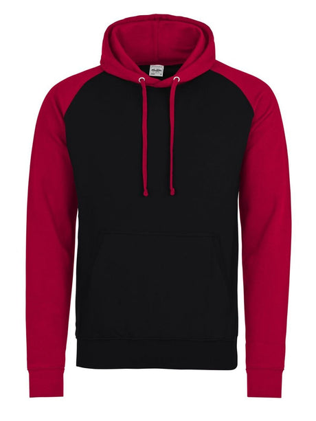 FELPA CON CAPPUCCIO BASEBALL HOODIE - AWDIS JUST HOODSNero Jet-Rosso Fuoco