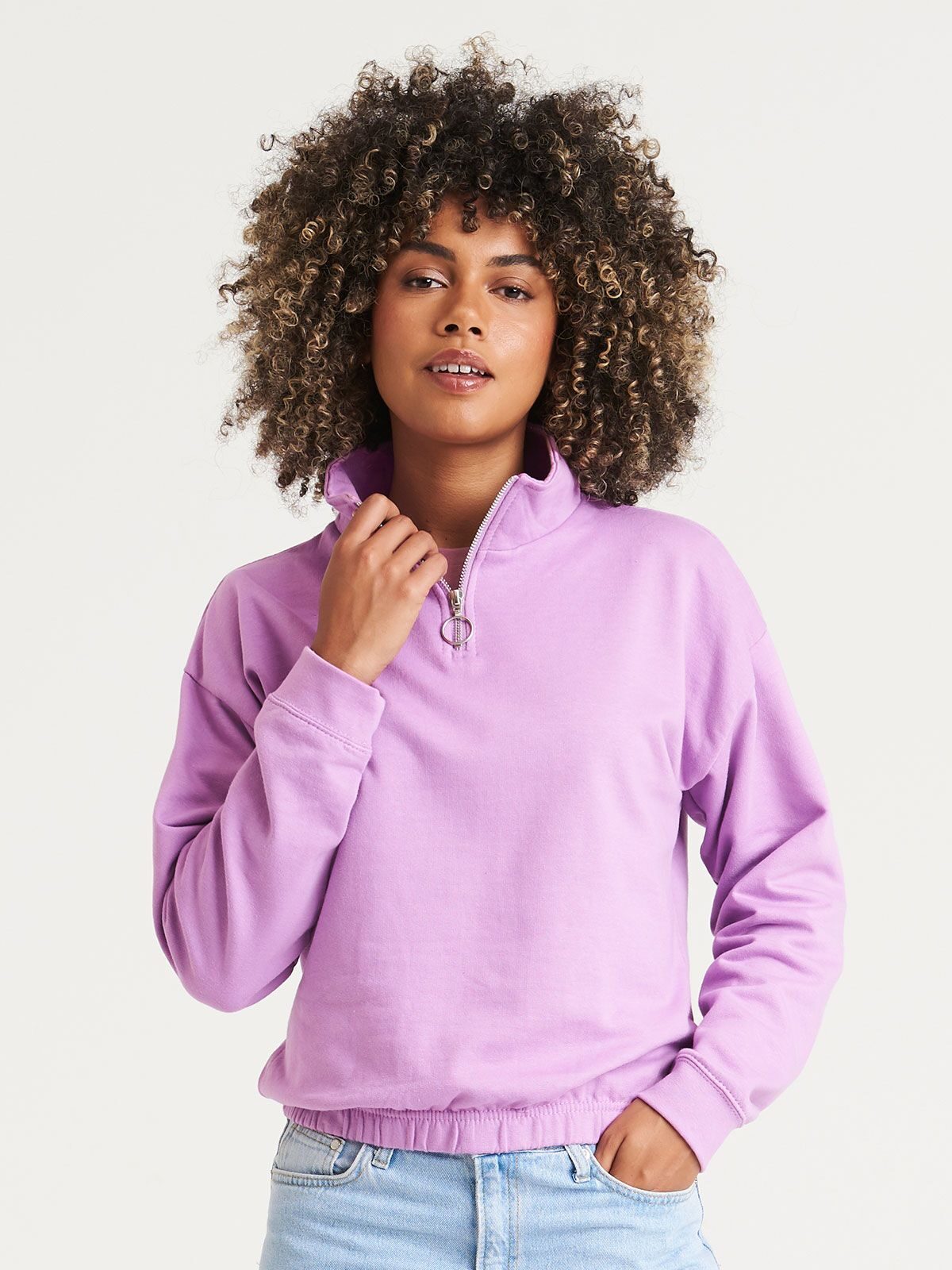 FELPA WOMEN’S CROPPED ½ ZIP SWEAT - AWDIS JUST HOODS fronte