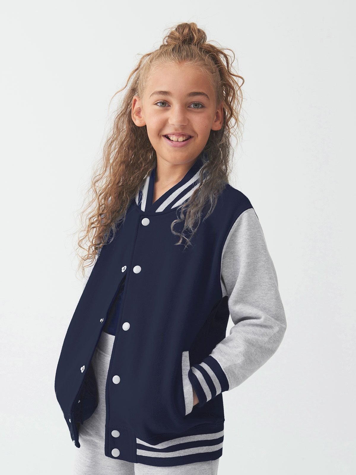 FELPA BASEBALL KIDS VARSITY JACKET - AWDIS JUST HOODS fronte
