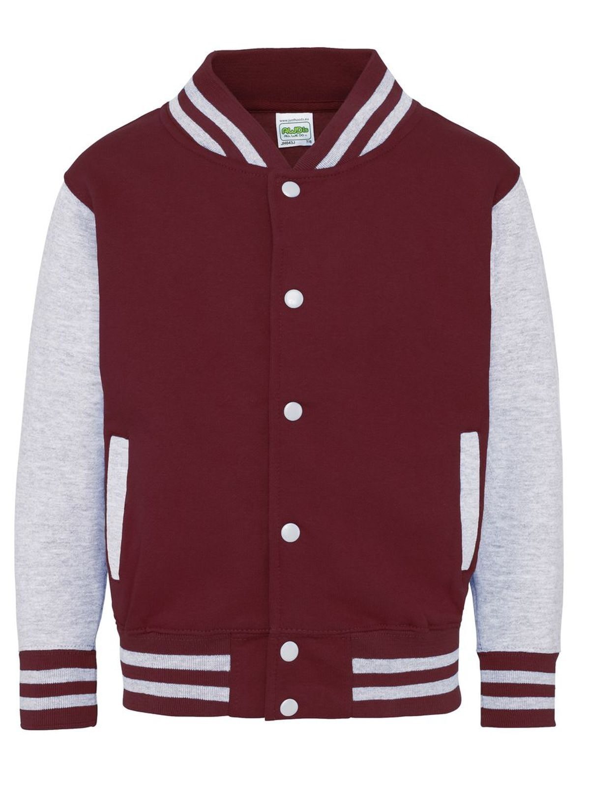 FELPA BASEBALL KIDS VARSITY JACKET - AWDIS JUST HOODSBordeaux-Grigio Melange
