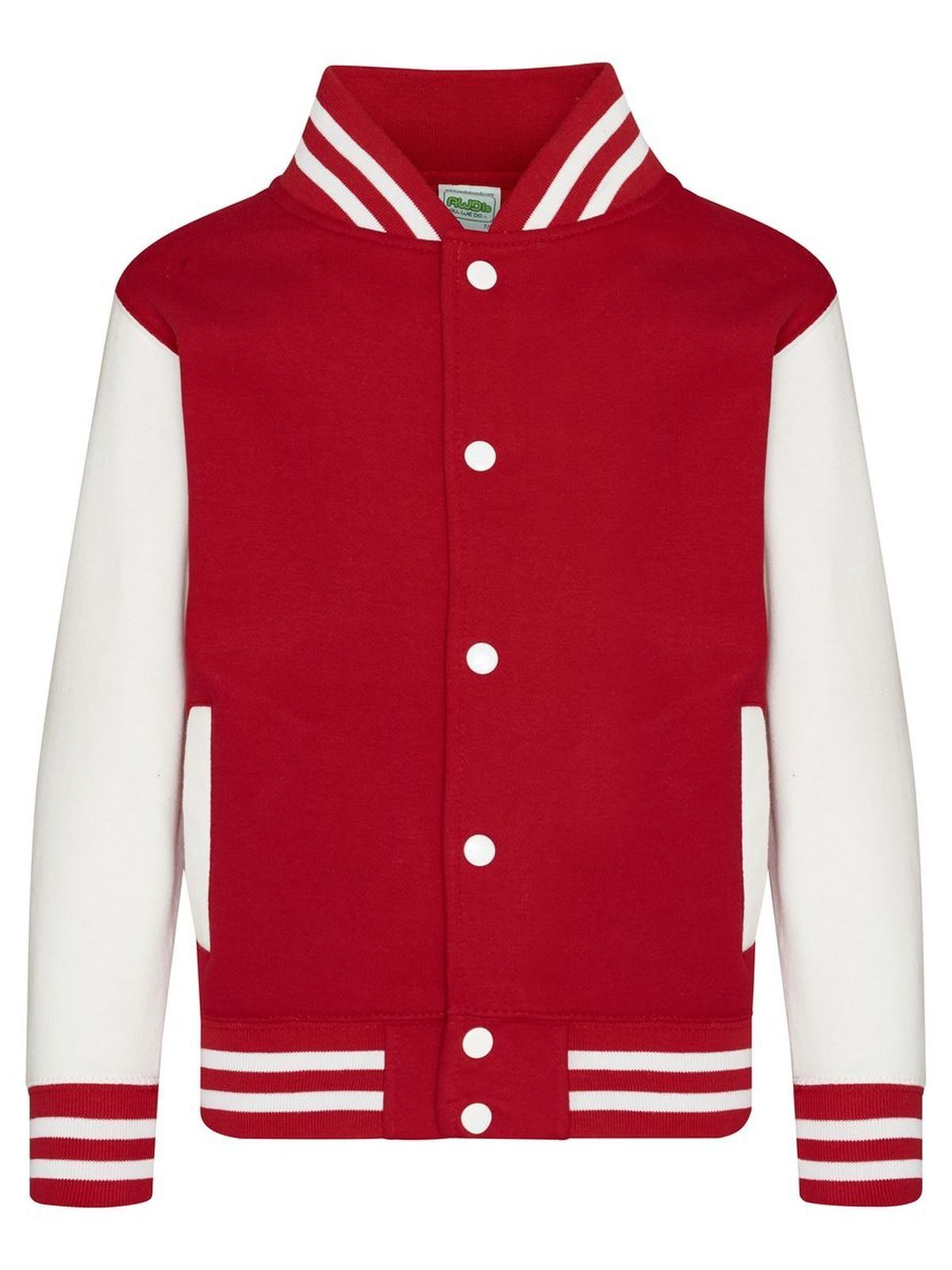 FELPA BASEBALL KIDS VARSITY JACKET - AWDIS JUST HOODSRosso Fuoco-Bianco
