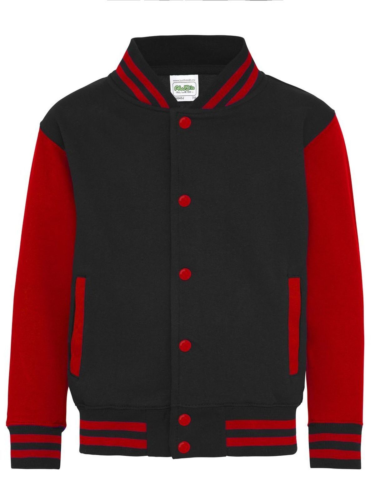 FELPA BASEBALL KIDS VARSITY JACKET - AWDIS JUST HOODSNero Jet-Rosso Fuoco