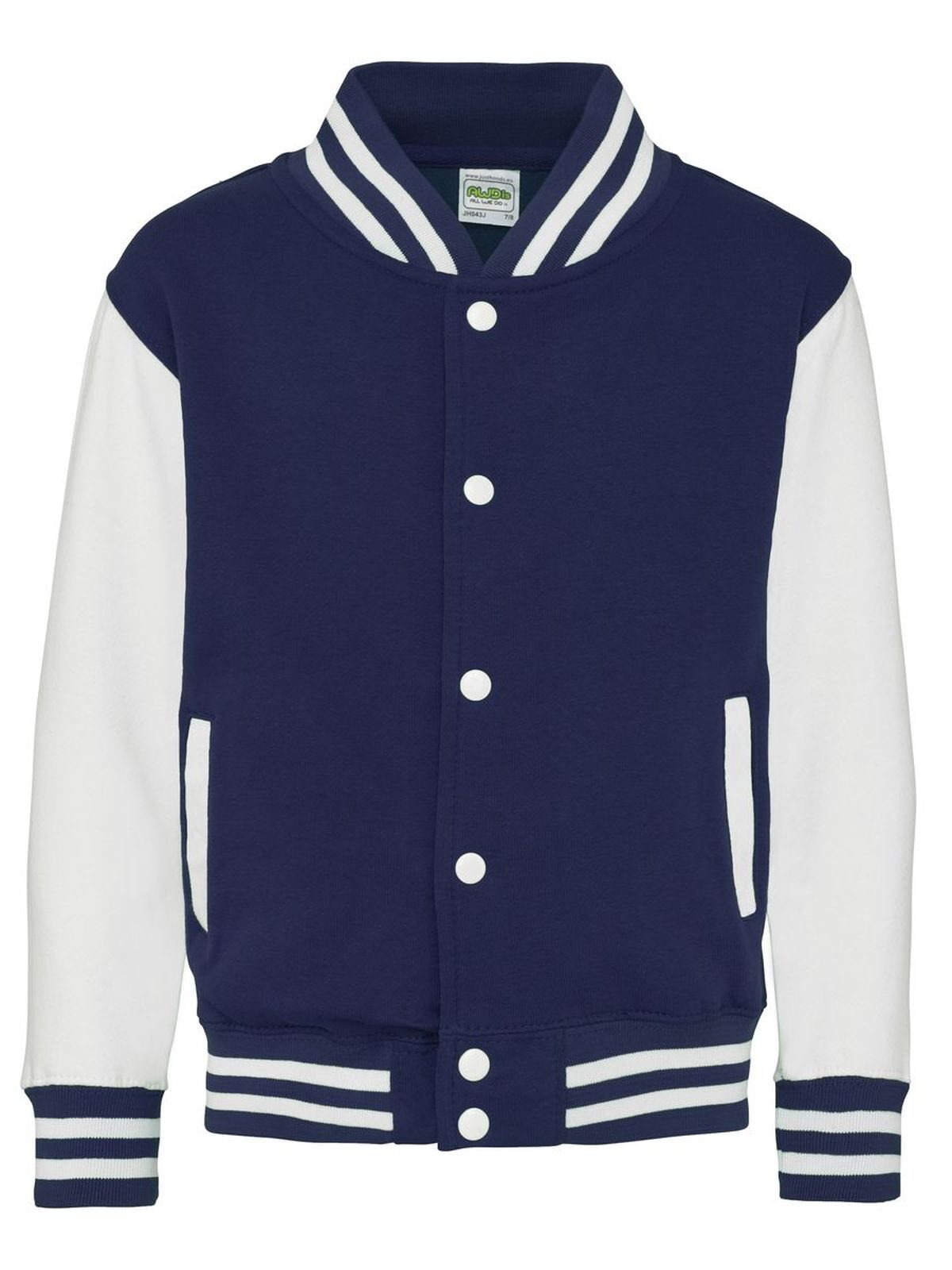 FELPA BASEBALL KIDS VARSITY JACKET - AWDIS JUST HOODSBlu Oxford-Bianco