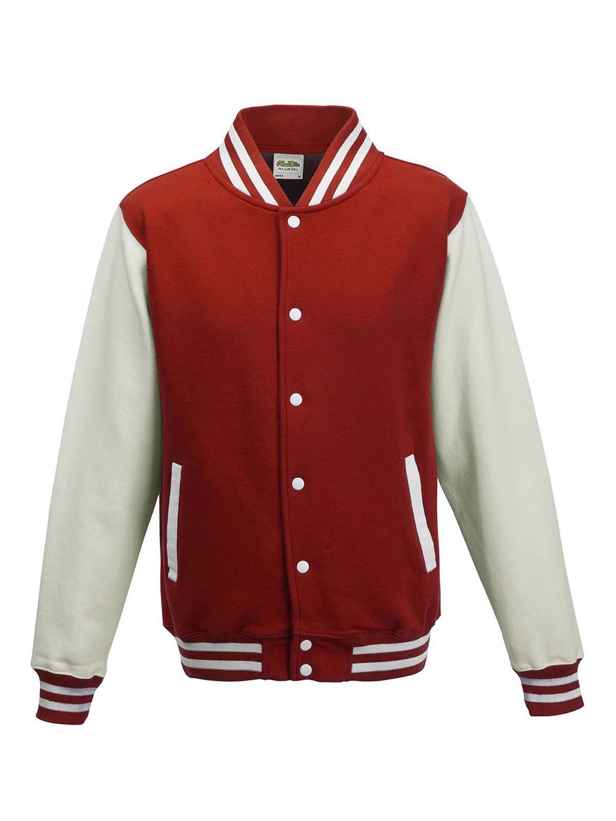 FELPA VARSITY JACKET - AWDIS JUST HOODSRosso Fuoco-Bianco
