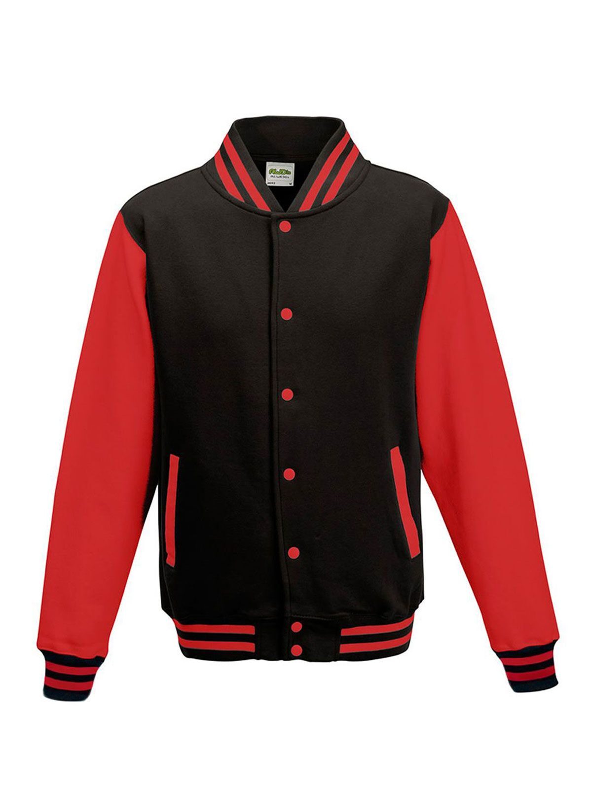 FELPA VARSITY JACKET - AWDIS JUST HOODSNero Jet-Rosso Fuoco