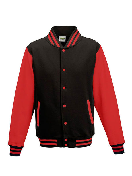 FELPA VARSITY JACKET - AWDIS JUST HOODSNero Jet-Rosso Fuoco