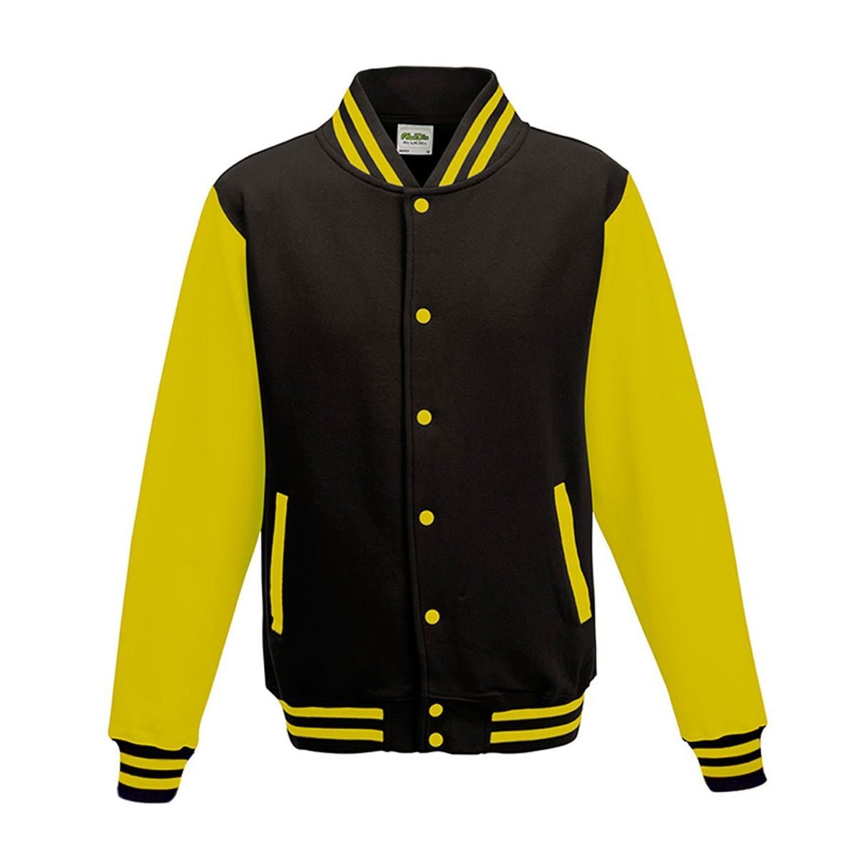 FELPA VARSITY JACKET - AWDIS JUST HOODSNero Jet-Giallo Sole