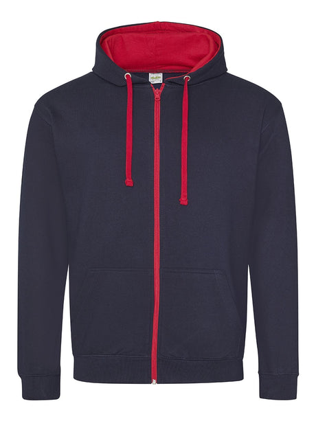 FELPA CON CAPPUCCIO VARSITY ZOODIE - AWDIS JUST HOODSBlu Navy Francese-Rosso Fuoco