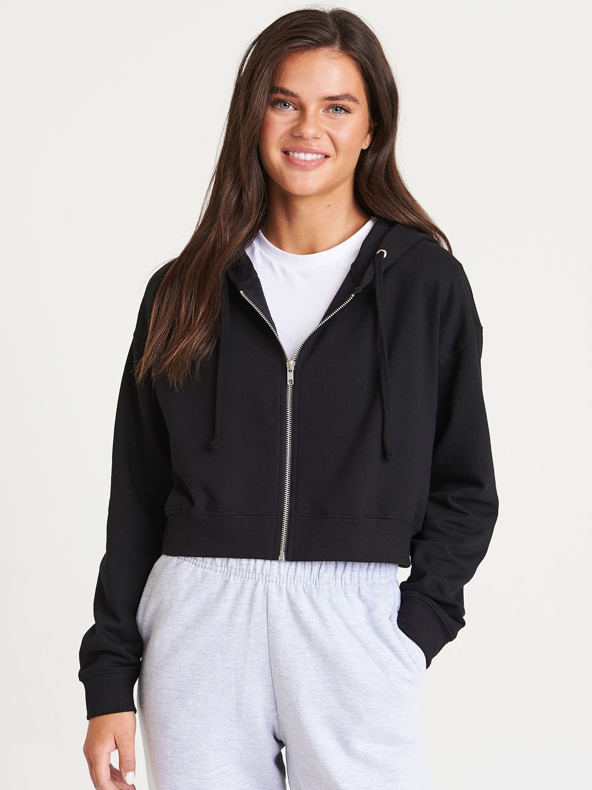 FELPA FULL ZIP GIRLIE FASHION CROPPED ZOODIE - AWDIS JUST HOODS fronte