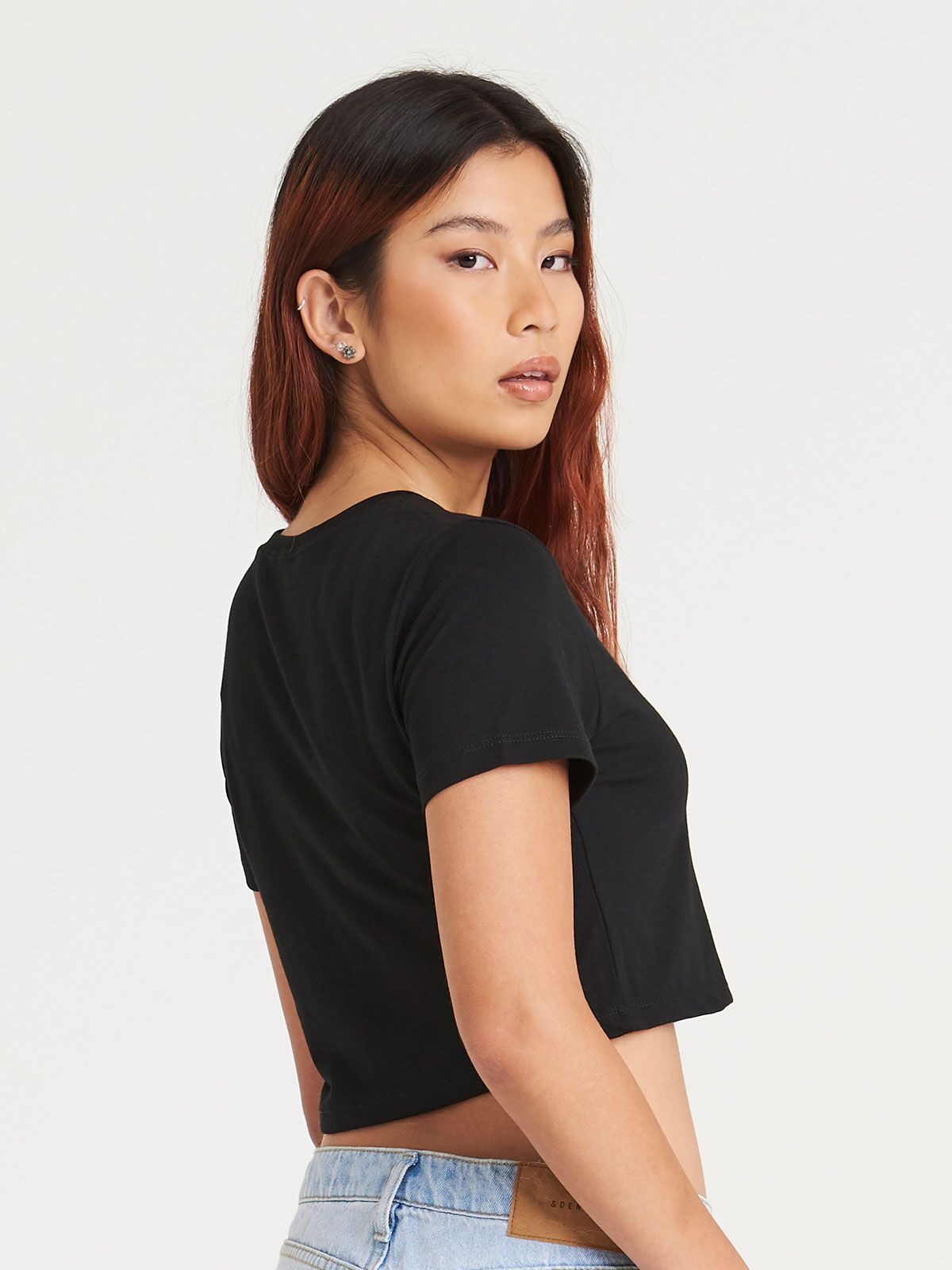 T-SHIRT SAGOMATA GIRLIE TRI-BLEND CROPPED T - AWDIS JUST TS laterale