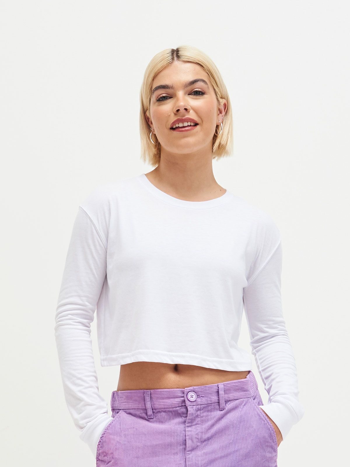 T-SHIRT CORTA WOMEN’S LONG SLEEVED CROPPED T - AWDIS JUST TS fronte