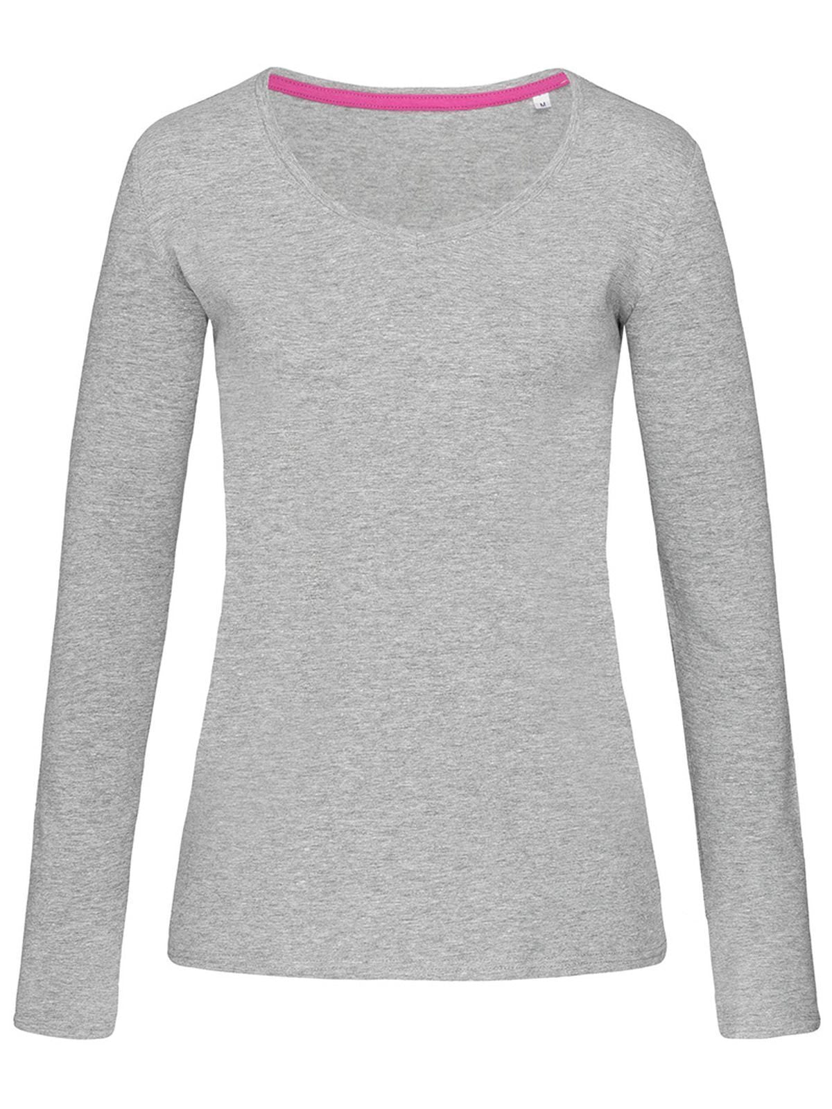 T-SHIRT DONNA CLAIRE V-NECK LONG SLEEVE - STEDMANGrigio Melange