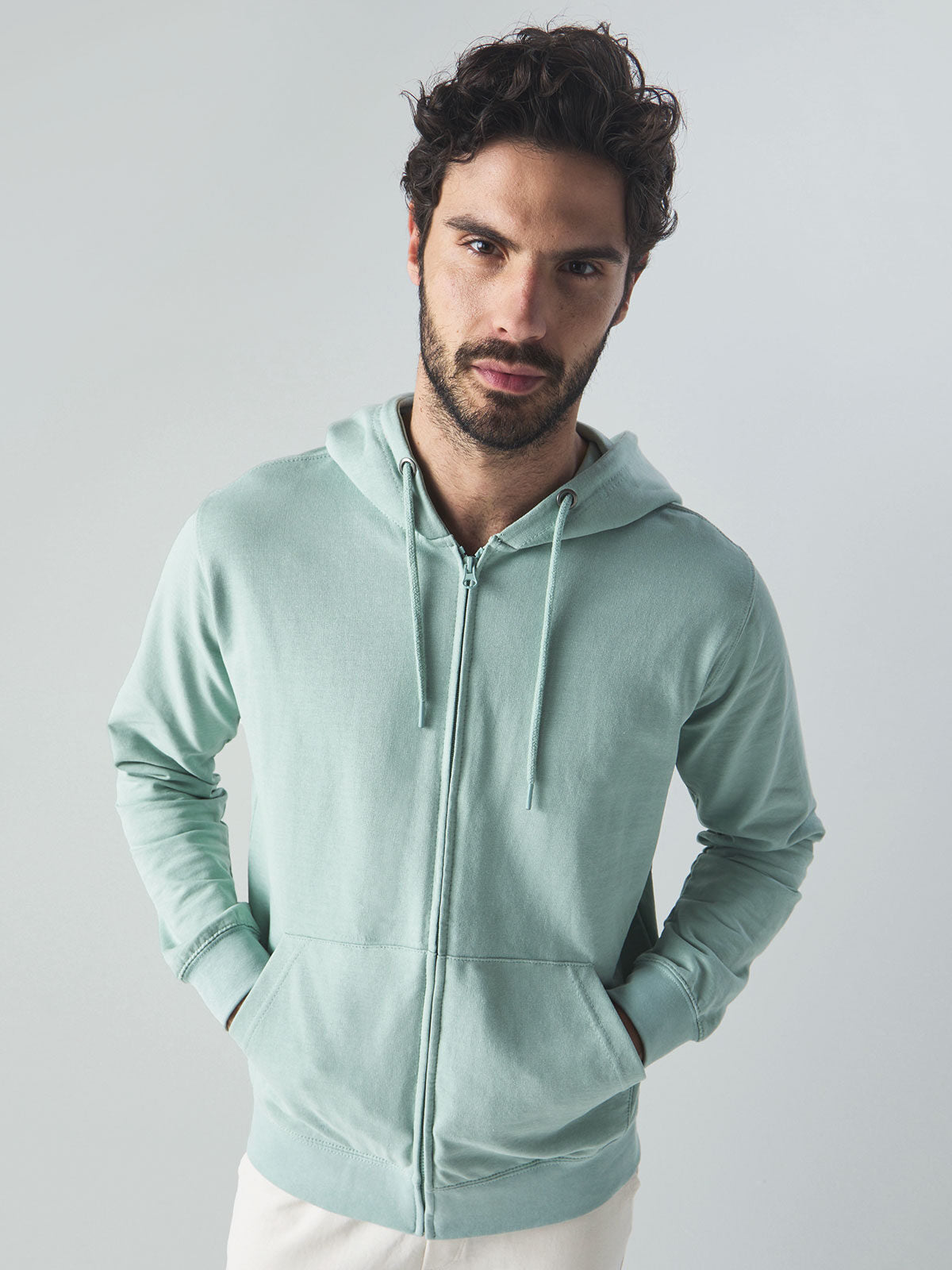 FELPA BERRY CON CAPPUCCIO E ZIP IN COTONE FRENCH TERRY - BS fronte