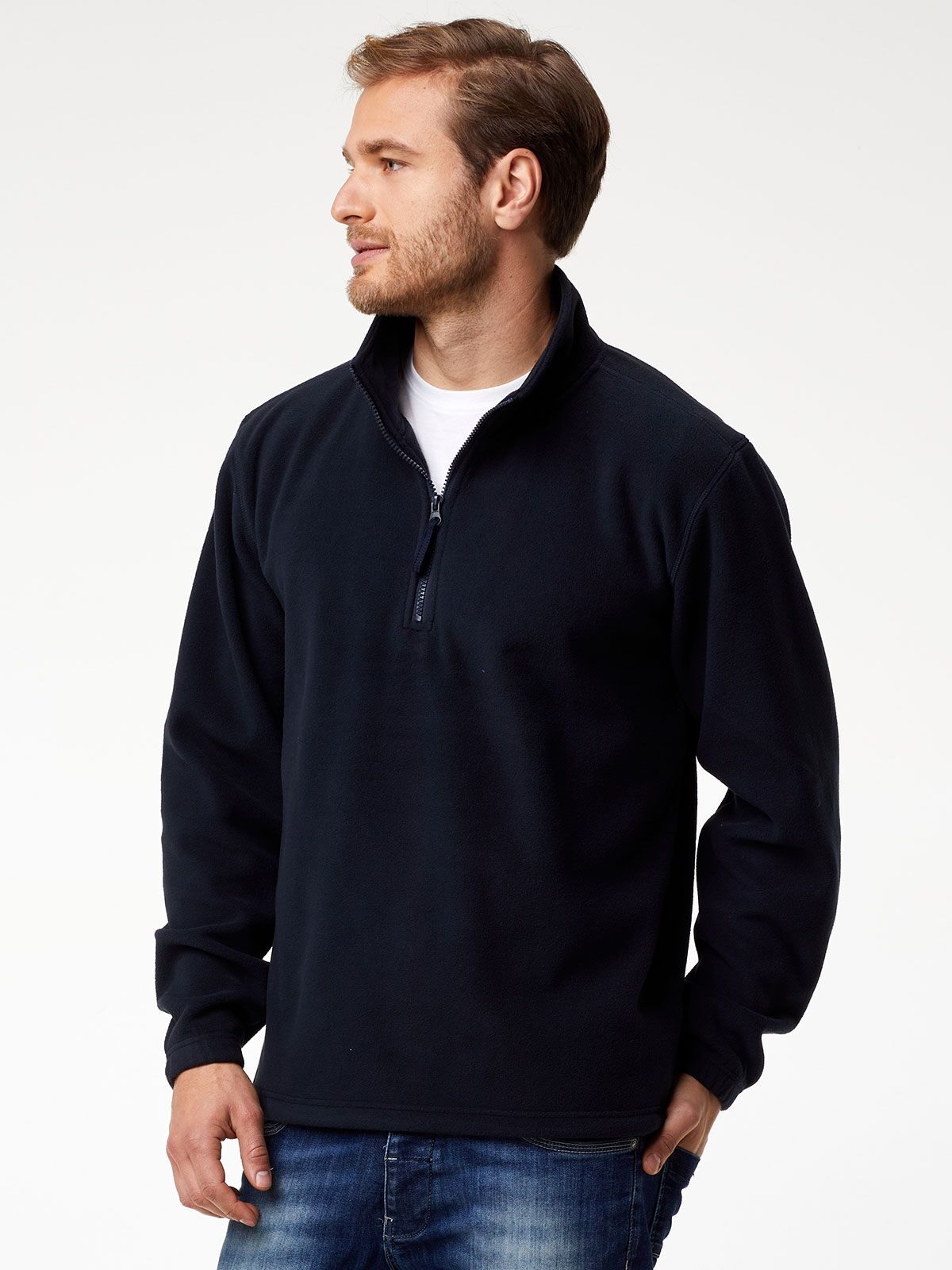 PILE UOMO 100% POLIESTERE MEZZA ZIP - RIVER BS fronte