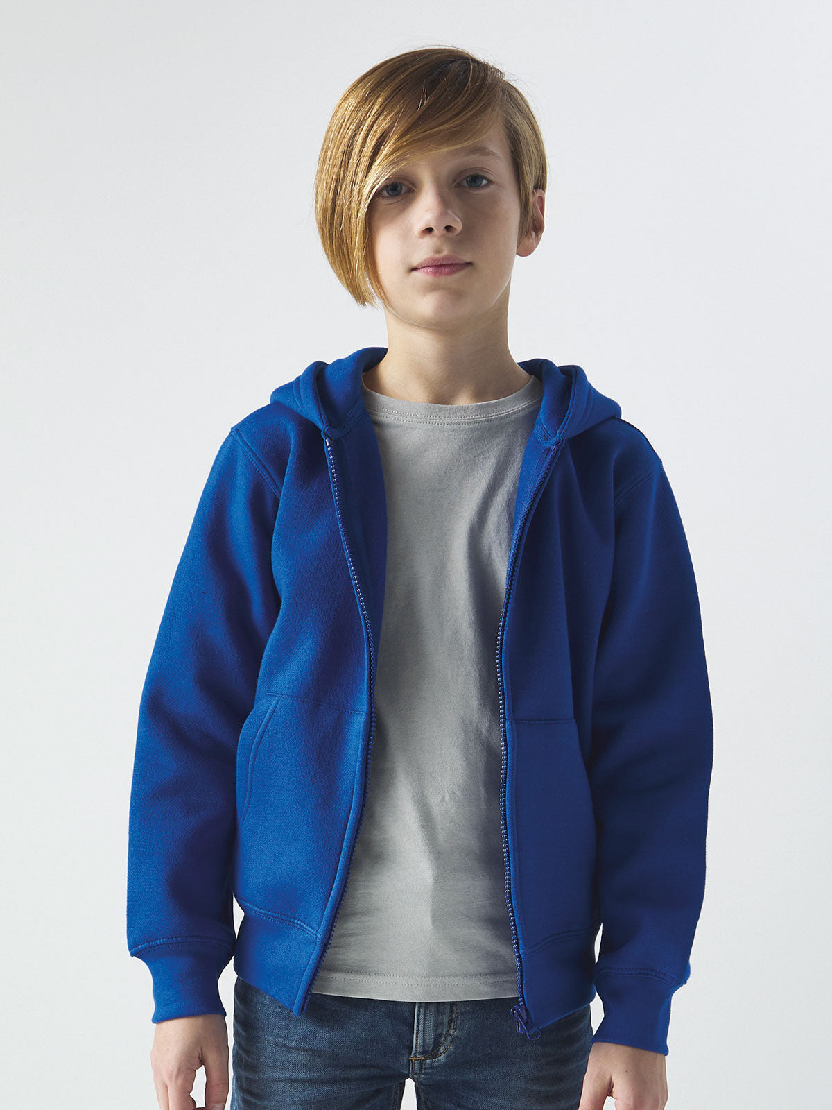 FELPA VEGA KIDS CON CAPPUCCIO E ZIP IN COTONE E POLIESTERE - BS fronte