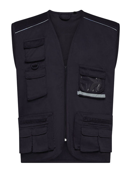 GILET MULTITASCHE UNISEX DA LAVORO CON INSERTI RIFLETTENTI – STEEL | BS