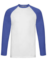 T-SHIRT VALUEWEIGHT LONG SLEVE BASEBALL T - FRUIT OF THE LOOMBianco-Royal Blu
