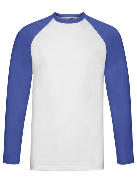 T-SHIRT VALUEWEIGHT LONG SLEVE BASEBALL T - FRUIT OF THE LOOMBianco-Royal Blu