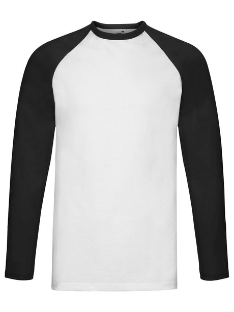 T-SHIRT VALUEWEIGHT LONG SLEVE BASEBALL T - FRUIT OF THE LOOMBianco-Nero