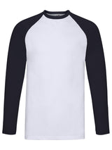 T-SHIRT VALUEWEIGHT LONG SLEVE BASEBALL T - FRUIT OF THE LOOMBianco-Blu Scuro